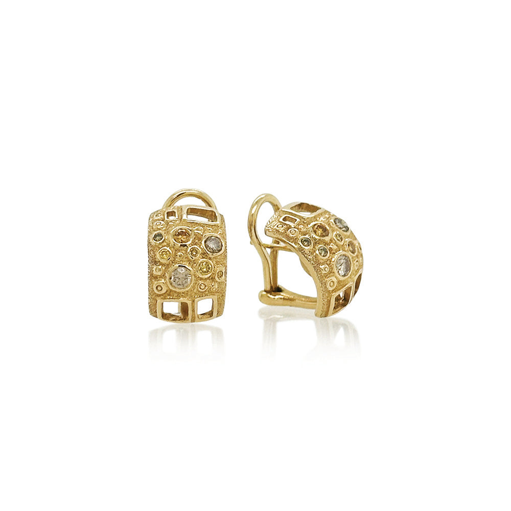"Library of Curiousity" Multi-Color Diamond Earrings with Square Edge
