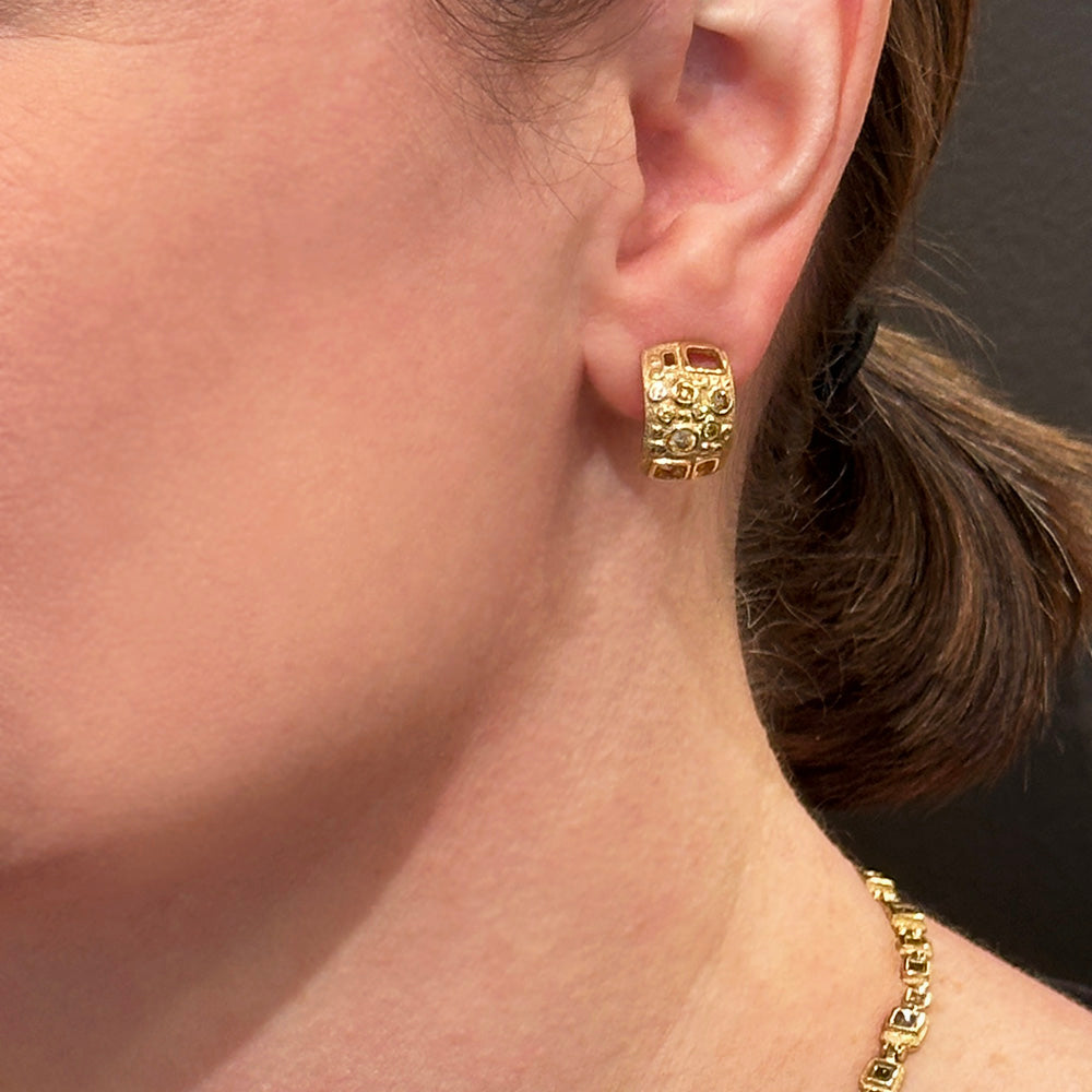 "Library of Curiousity" Multi-Color Diamond Earrings with Square Edge