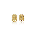 18k yellow gold multicolored diamond "Library of Curiousity" earrings with squared corners, post back and omega clips. Earrings are 10mm wide x 15 mm long.