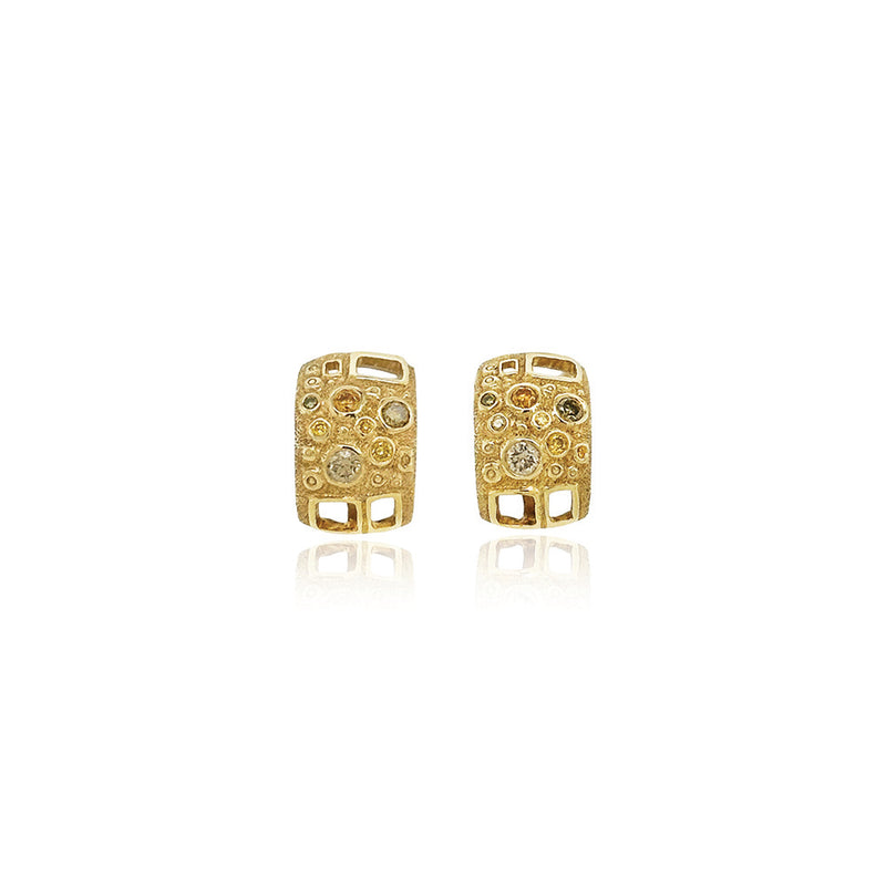 "Library of Curiousity" Multi-Color Diamond Earrings with Square Edge
