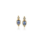 cornflower blue sapphire and diamond huggie earrings