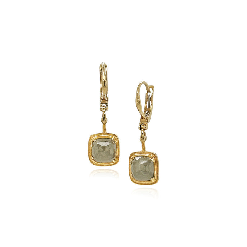 Grey Rose Cut Diamond Lever Back Earrings
