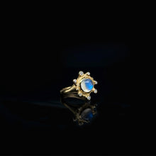 "Embrace" Ring with Moonstone and Diamonds