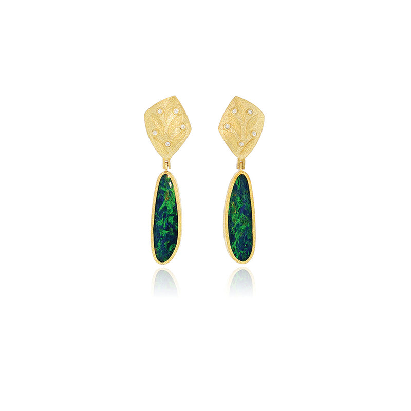 Shield Earrings with Australian Boulder Opals