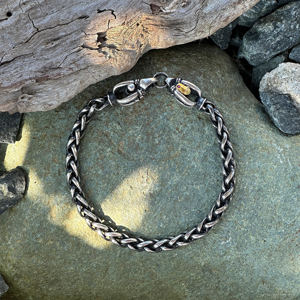 Oxidized Sterling Silver Wheat Chain