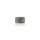 Stripes Ring with Pear Shaped Purple Sapphire and Diamonds