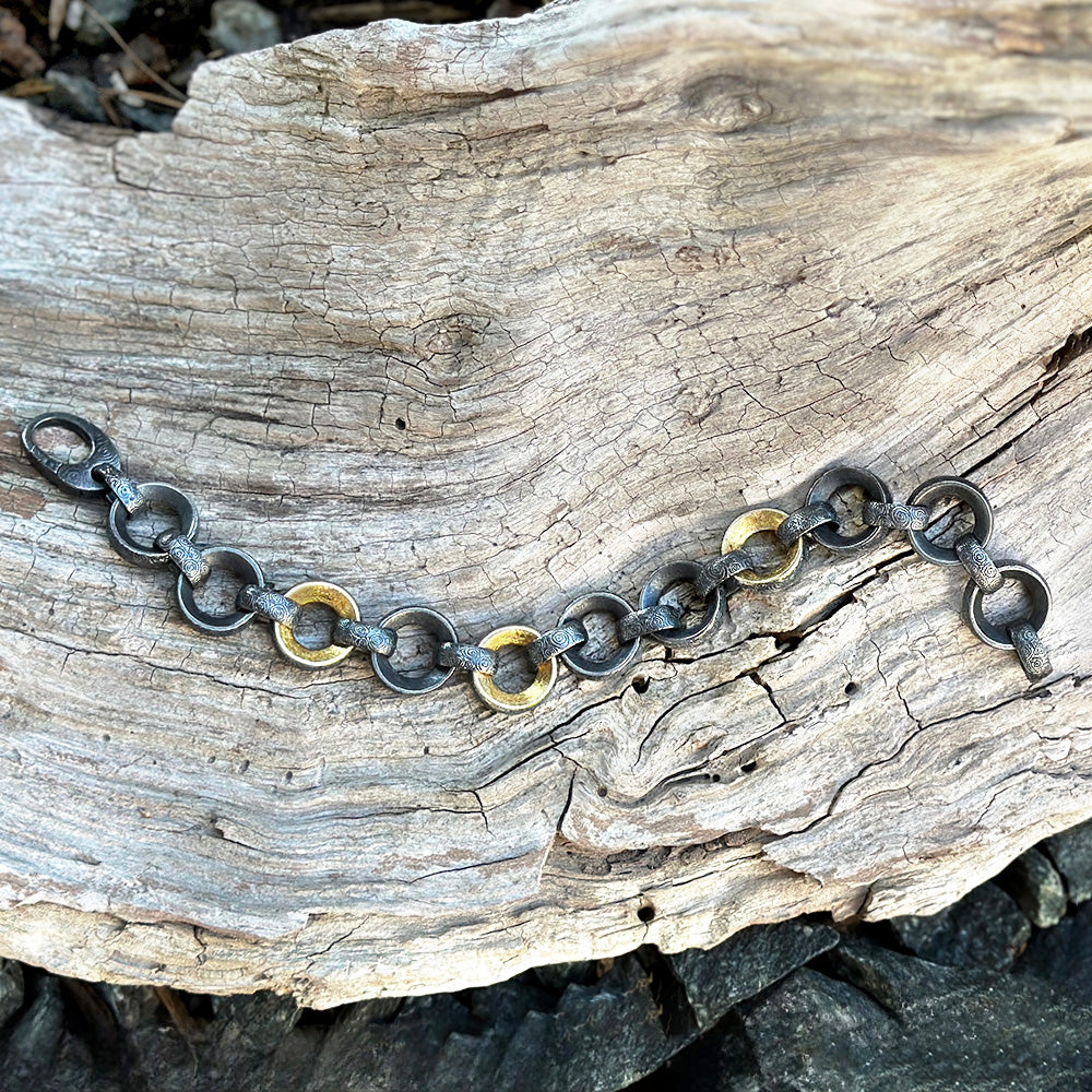 Swirl Link Bracelet with 3 Gold Links