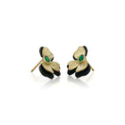 3 Petal Earrings with Emeralds and Diamonds