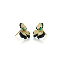 3 Petal Earrings with Emeralds and Diamonds