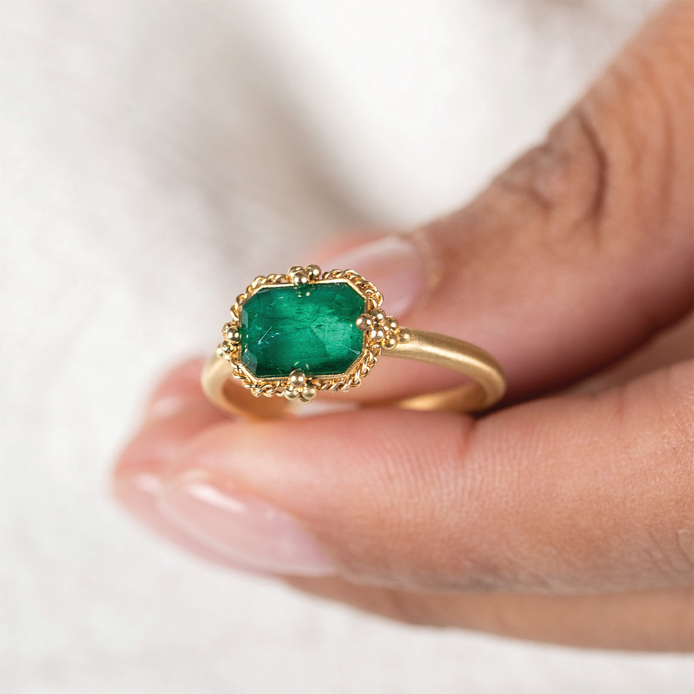 One-Of-A-Kind East/West Emerald Ring