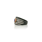 Stripes Ring with Pear Shaped Purple Sapphire and Diamonds