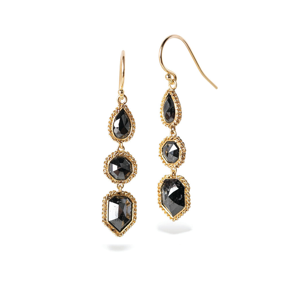 One of A Kind Triple Diamond Earrings