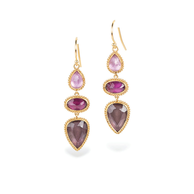 Multi-Stone Triple Drop Earrings