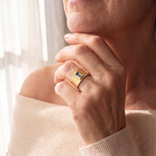 Carved Glacier Ring with Rectangular Aquamarine