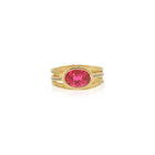 Two-Tiered 4 Ribbon Ring with Oval Pink Tourmaline and Channel-Set Diamonds