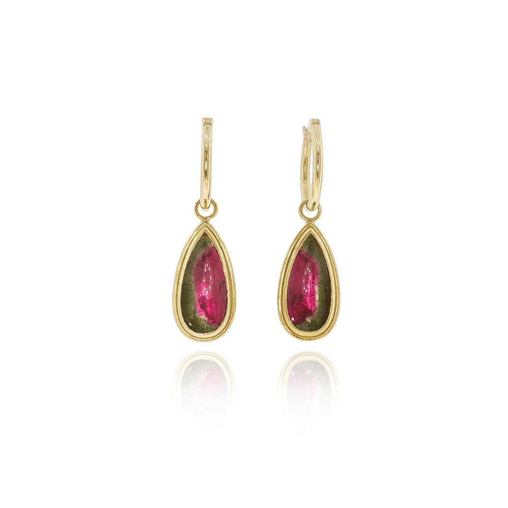Tear Drop-Shaped Watermelon Tourmaline Earrings