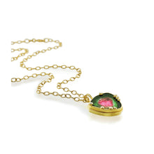 Watermelon Tourmaline Slice Pendant with Diamonds