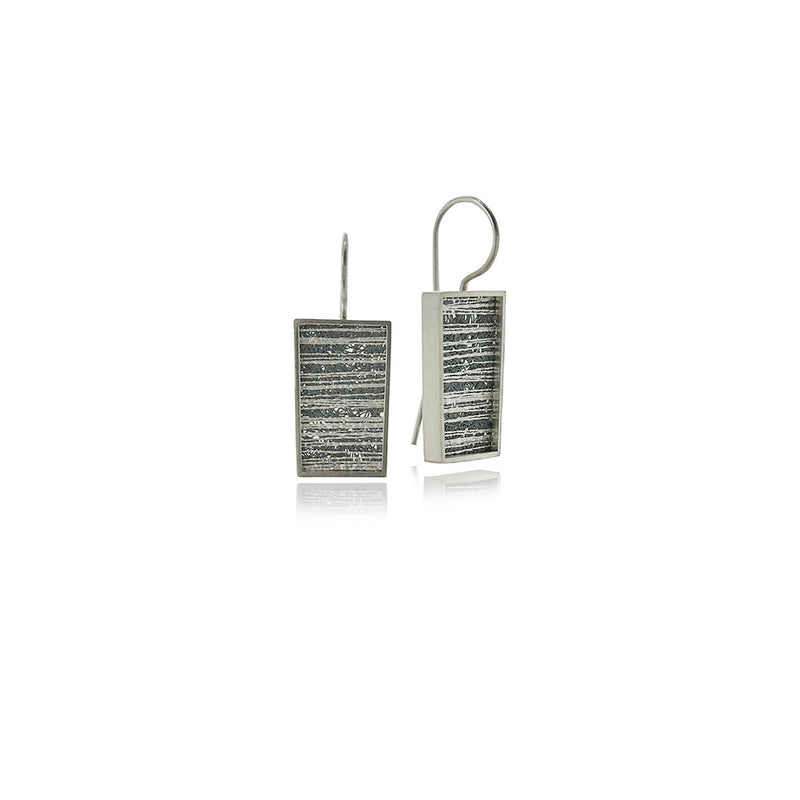 Medium Drop Frame Earrings #2 in Sterling Silver