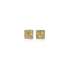 Small Framed Square Studs with 24K Yellow Gold Background