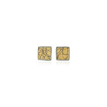 Small Framed Square Studs with 24K Yellow Gold Background