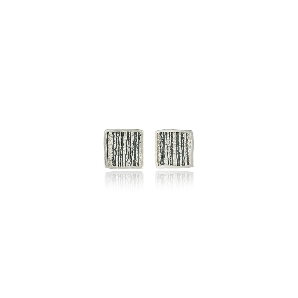 Small Framed Square Studs in Sterling Silver, #1