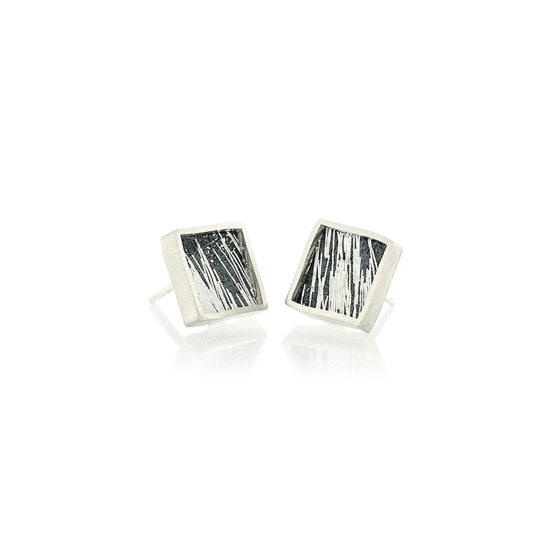 Small Framed Square Studs in Sterling Silver, #2