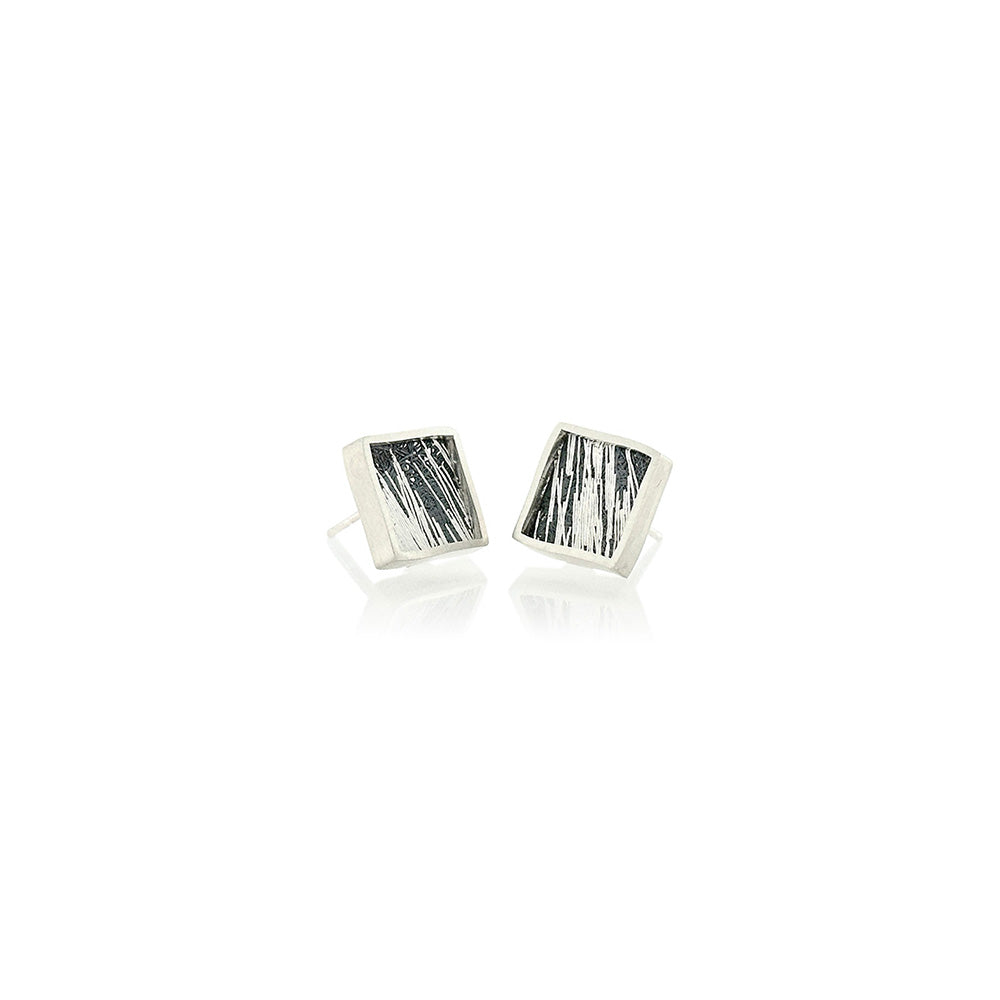 Small Framed Square Studs in Sterling Silver, #2