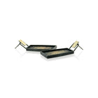 Hinged Drop Framed Earrings in Oxidized Sterling Silver and Gold