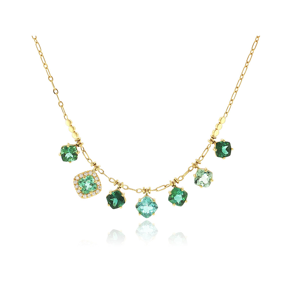Green Tourmaline Fringe Necklace