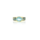 Tapestry Ring with Aquamarine and Ombre Blue Sapphires