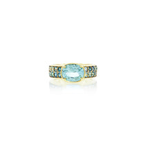Tapestry Ring with Aquamarine and Ombre Blue Sapphires