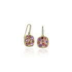 "Giselle" earrings with multi-color pink sapphires and spinels, 2.41cttw., set in 18k yellow gold with diamond pavé-set French wires, .17cttw.