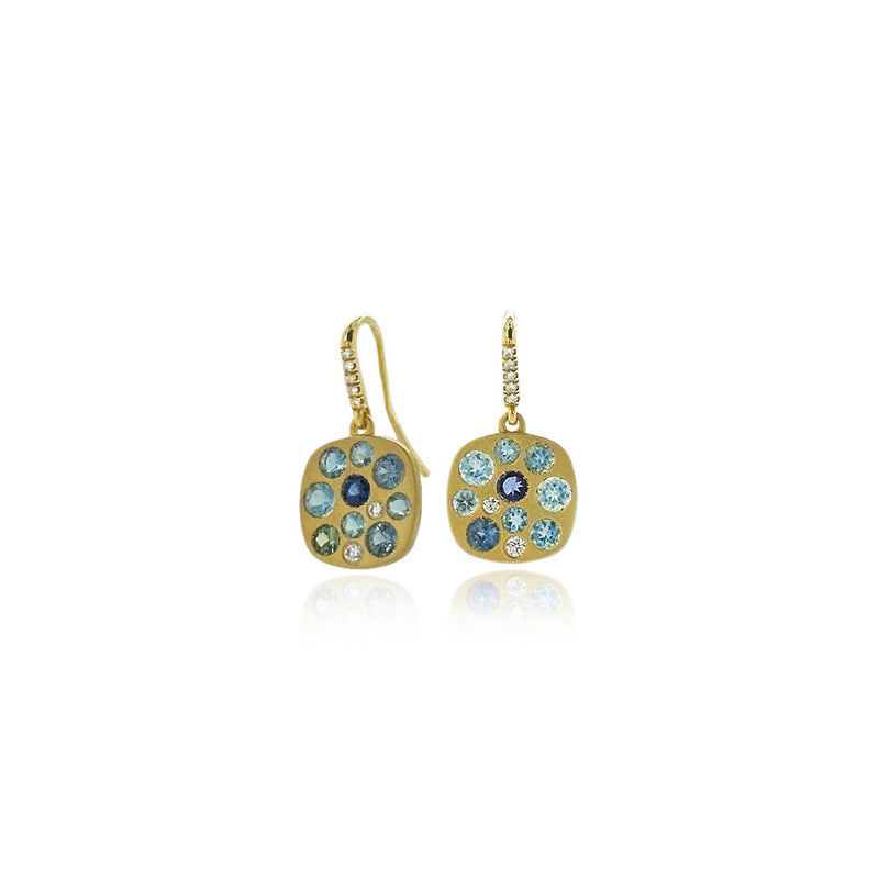 "Giselle" Earrings with Spinel, Sapphire and Aquamarine