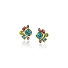 Blue Zircon and Multicolor Gemstone "Rio" Earrings