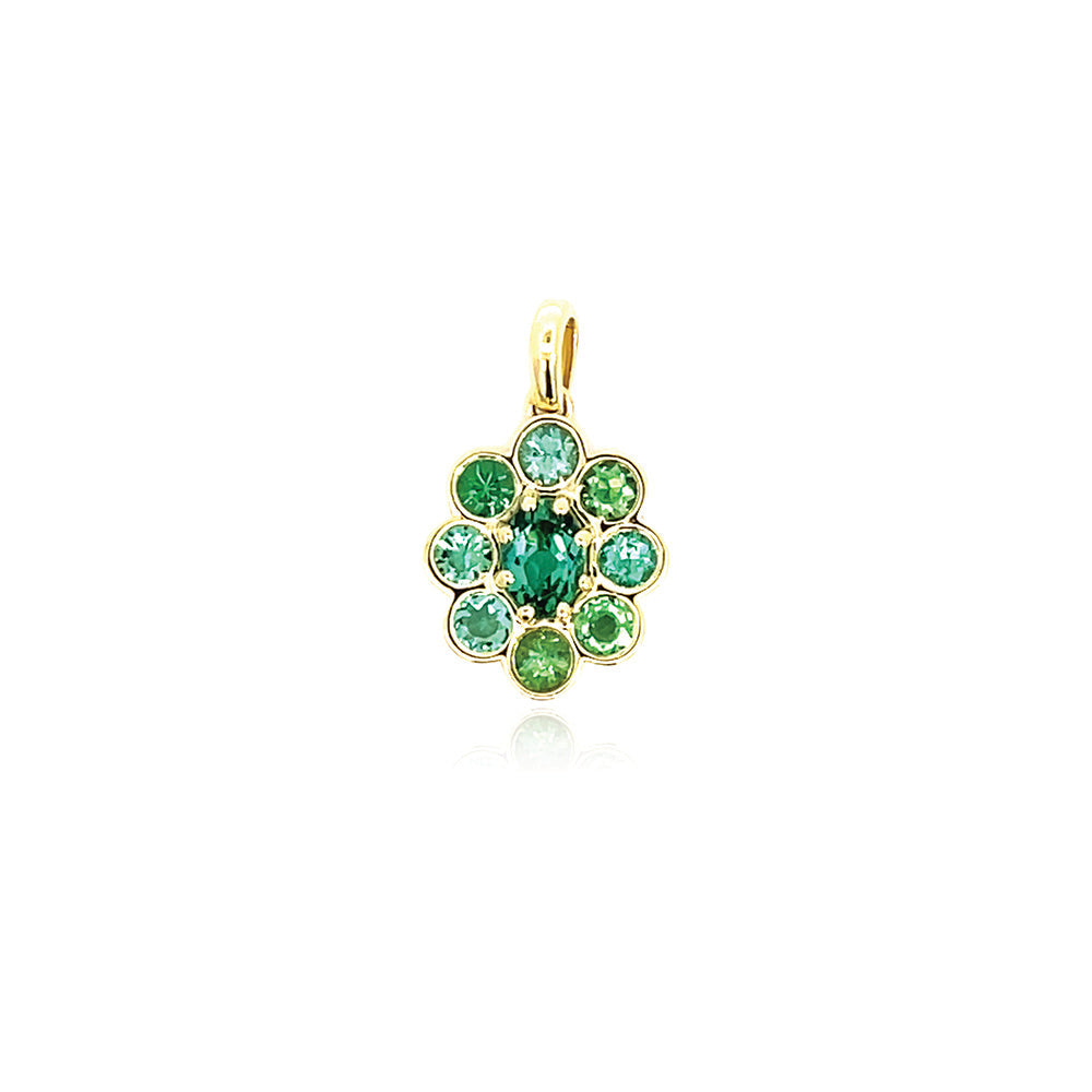 Blossom pendant with green tourmalines