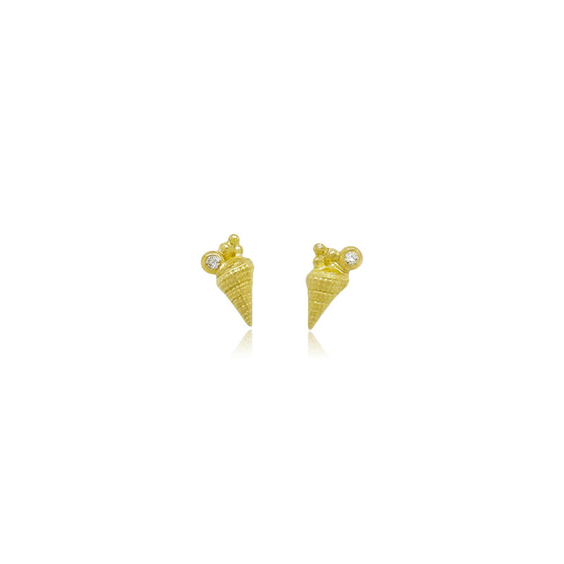 Shell Stud Earrings with Diamonds