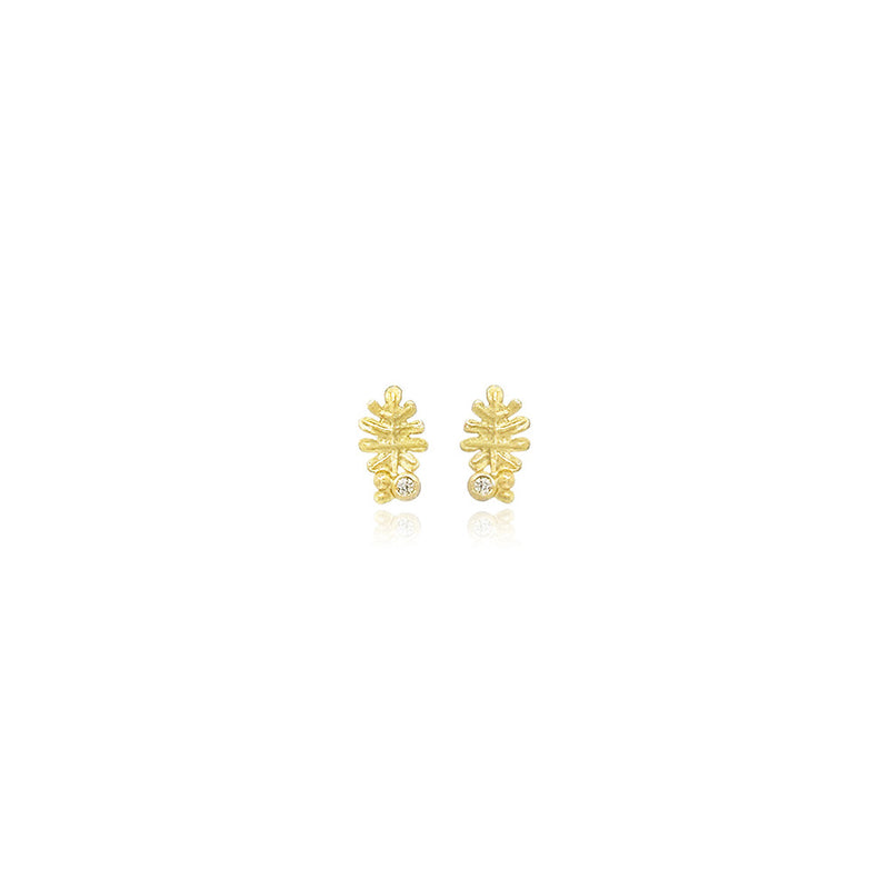 Oak Leaf Stud Earrings with Diamonds