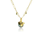 Garden bird bug on Tahitian pearl pendant