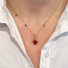 Tiny Carved Coral Strawberry Pendant