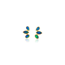 Blue-Green Australian Boulder Opal Tiered Stud Earrings