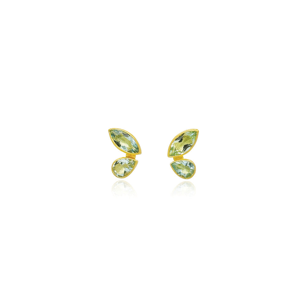Double Aquamarine Marquis and Tear Drop Earrings