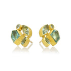 Mixed Shape Cluster Earrings with Faceted Aquamarines