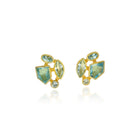 Faceted aquamarine stud-back earrings in mixed cuts and shapes, 4 cttw. Earrings are set in 22k gold bezels with 18k backings and spacers.