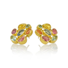 Faceted Mixed Stone Cluster Earrings