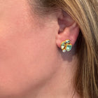 Mixed Shape Cluster Earrings with Faceted Aquamarines
