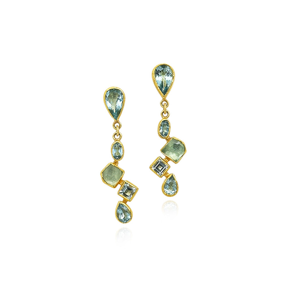 aquamarine cluster drop earrings