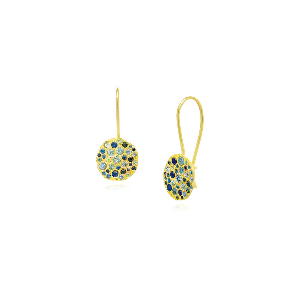 Ombre. blue sapphire sild disc earrings