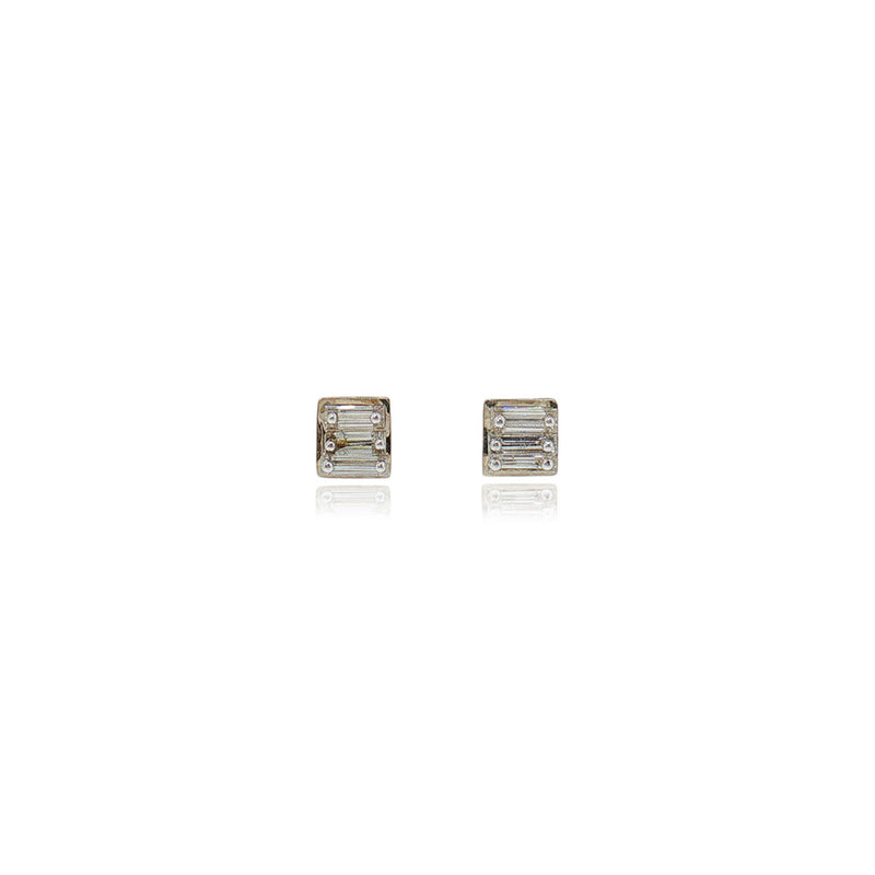Post-Back Earrings with 3 Drill-Set Baguette Diamonds