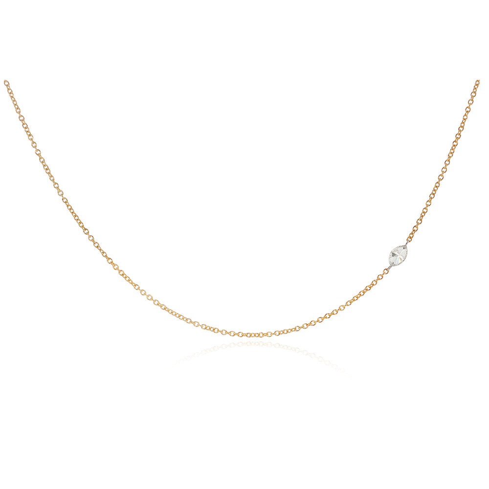 Free-Set Marquise Diamond on 18k Yellow Cable Chain