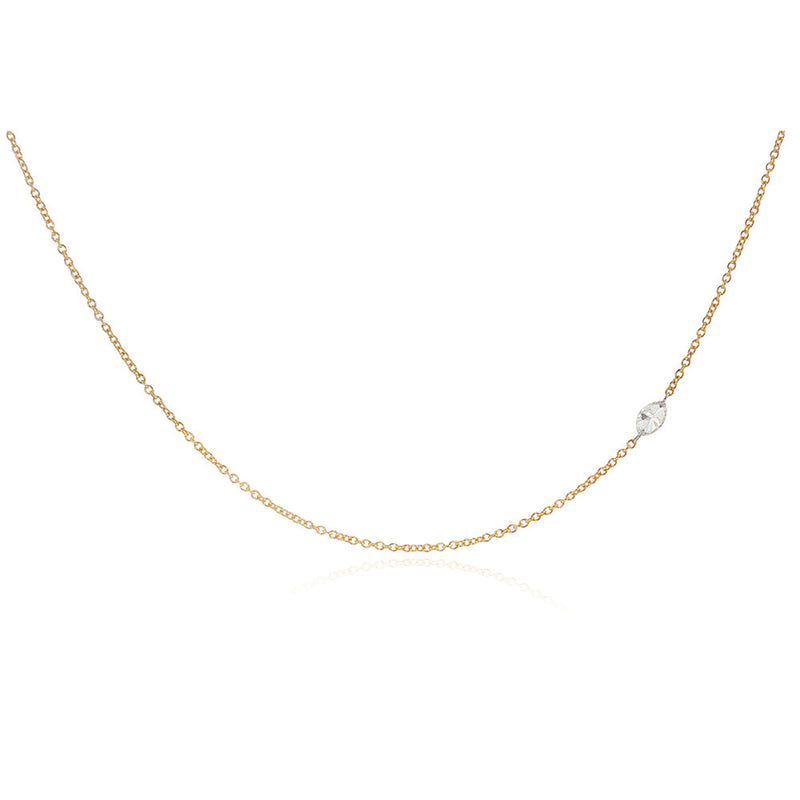 Free-Set Marquise Diamond on 18k Yellow Cable Chain